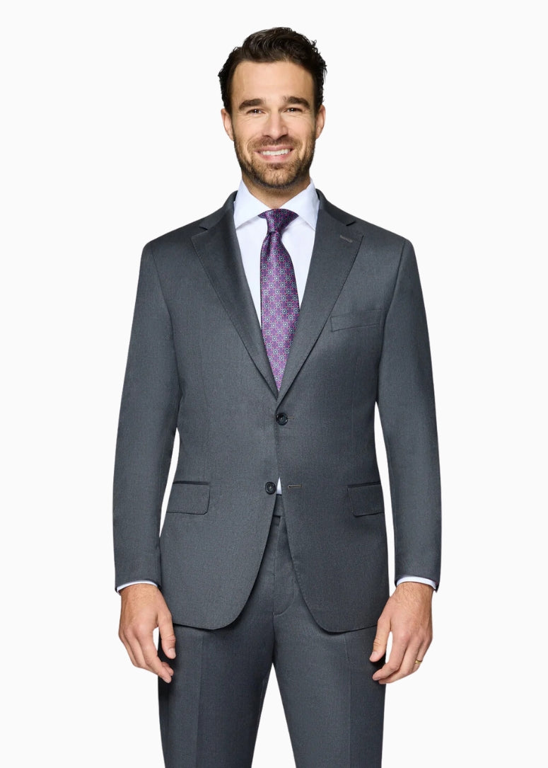 Bergamo Elegant - Reda | Slim 2-Piece Notch Solid Charcoal Suit