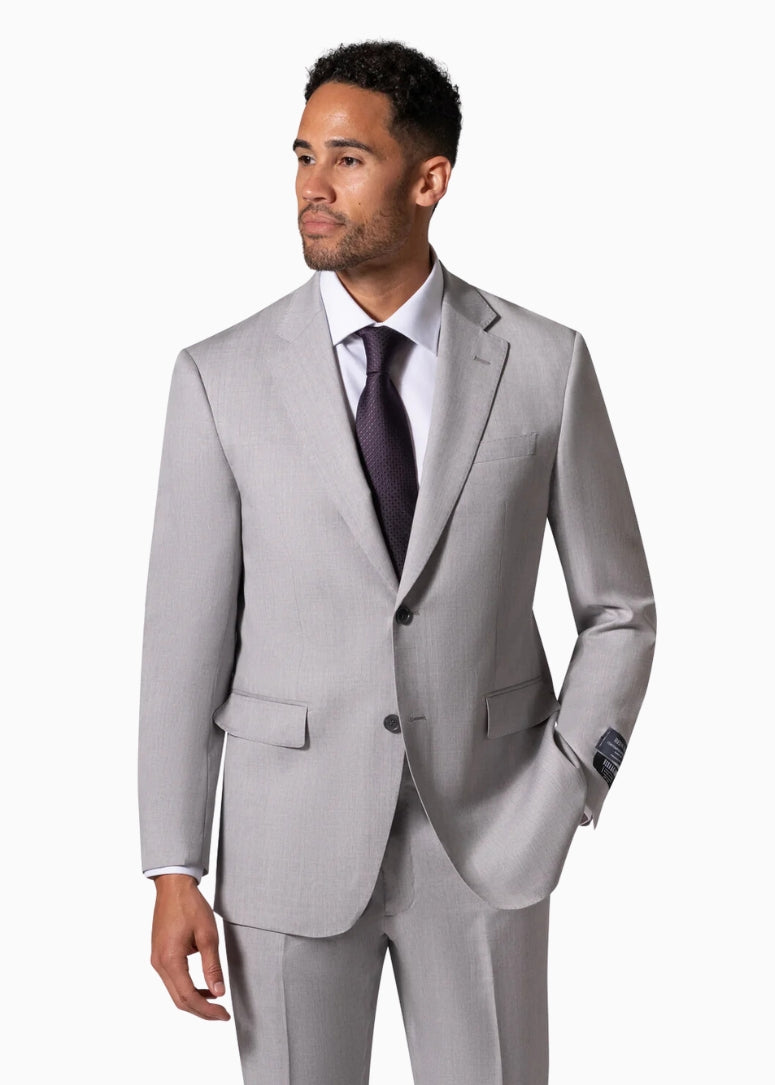 Bergamo Elegant - Reda | Modern Fit 2-Piece Solid Suit - Light Grey