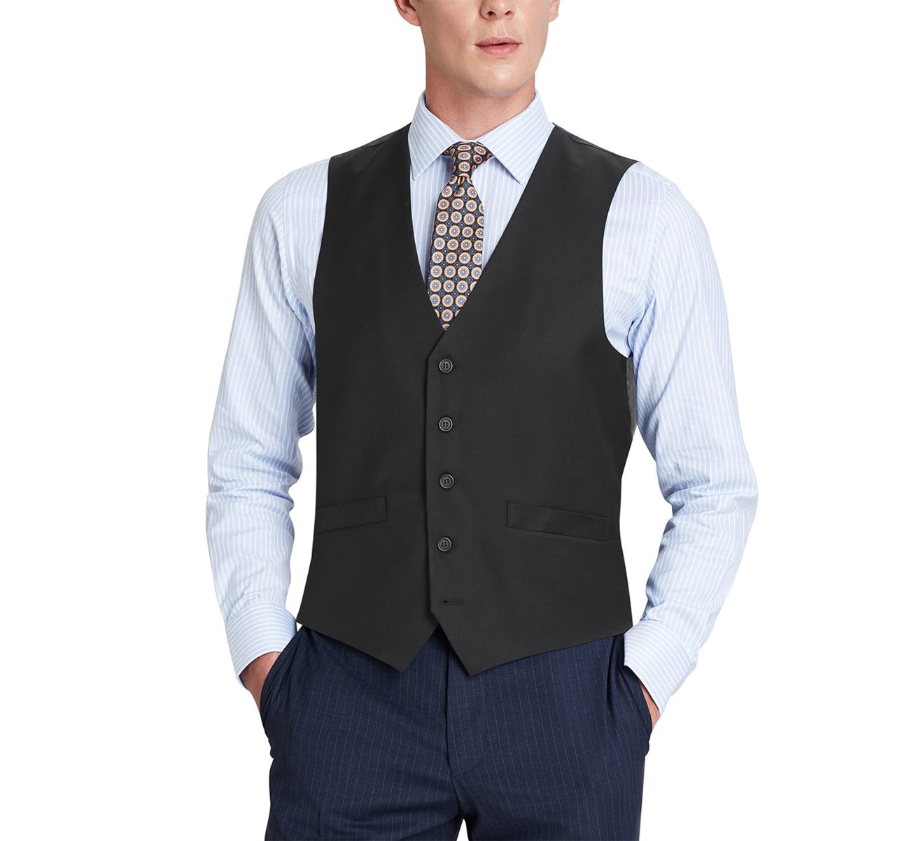Renoir 201-1 Classic Fit Suit Separate Vest - Black