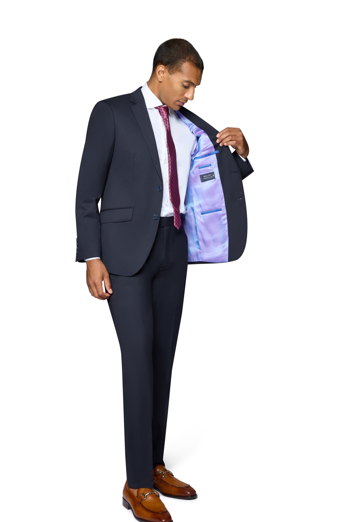 Bergamo Elegant - Reda | Modern 2-Piece Notch Solid Navy Suit