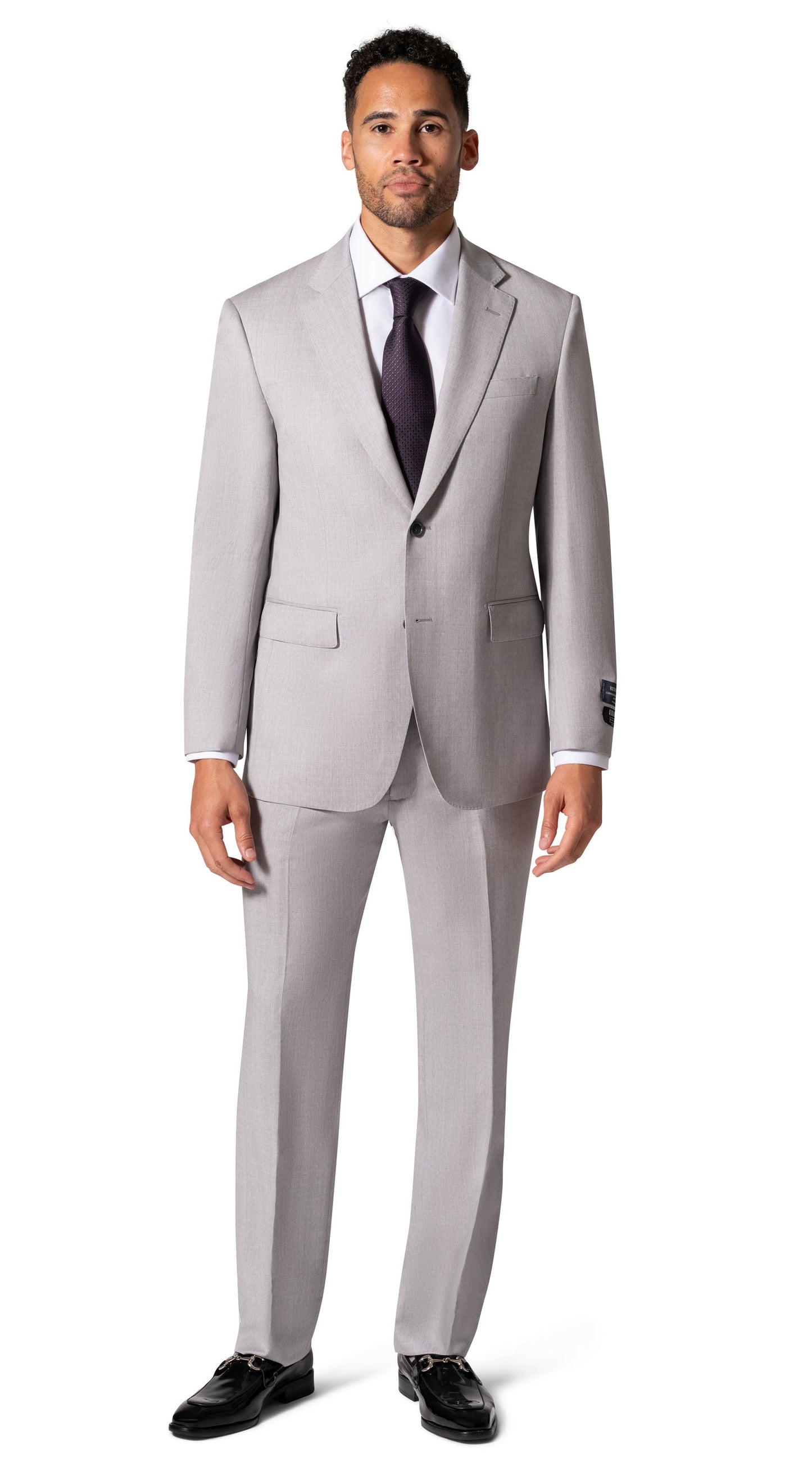 Bergamo Elegant - Reda | Modern Fit 2-Piece Solid Suit - Light Grey