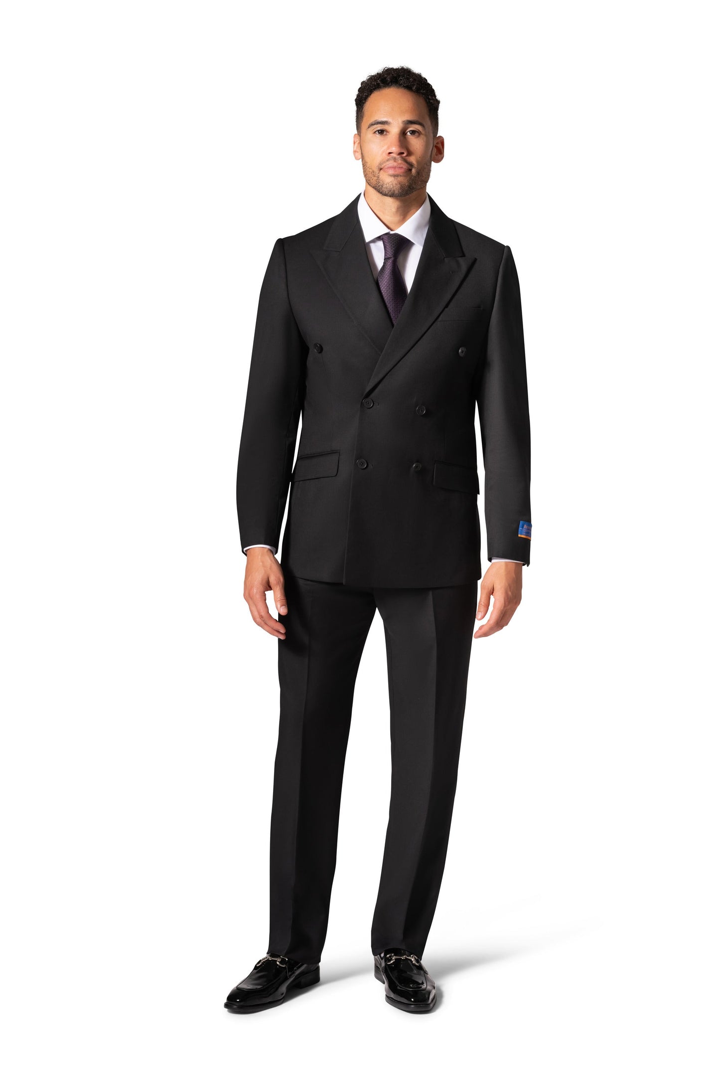 Bergamo Orange A6732 D/B Slim Fit Suit - Black