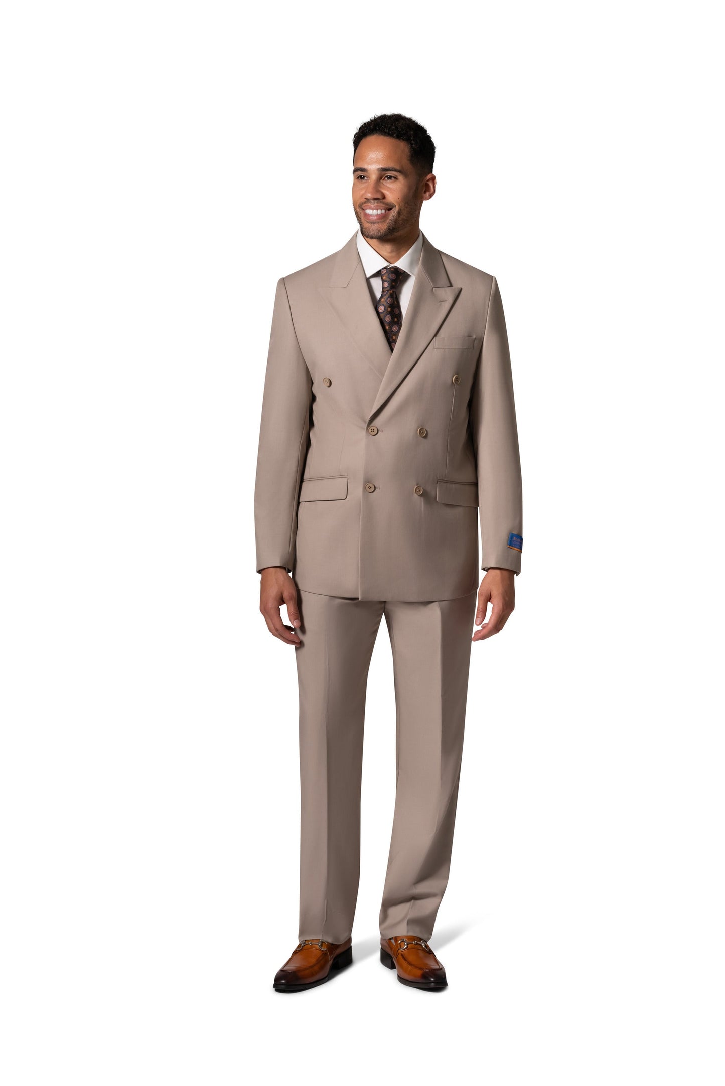 Bergamo Orange A6732 D/B Slim Fit Suit - Tan