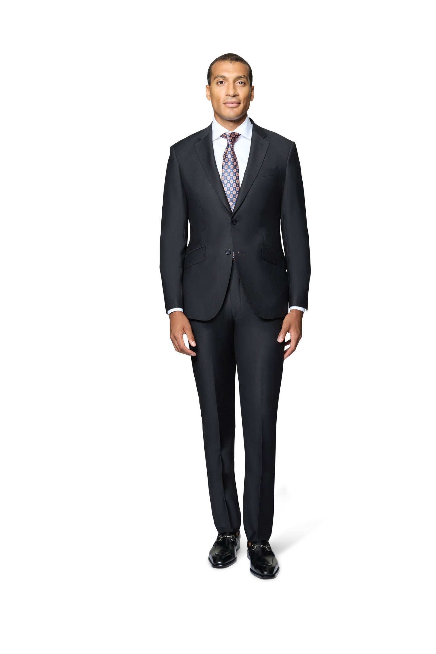 Bergamo Elegant - Faille Wool Solid Suit Slim - Black