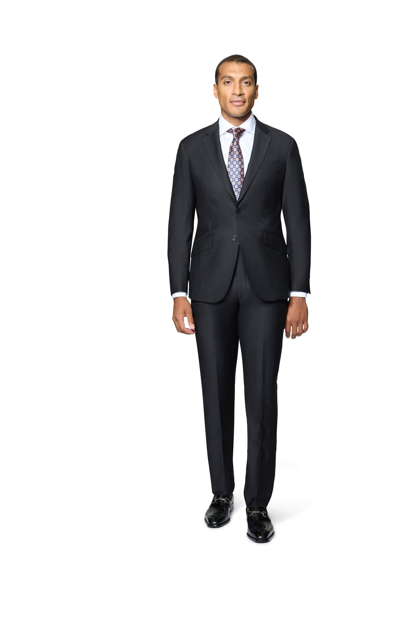 Bergamo Elegant - Faille Wool Solid Suit Modern - Black