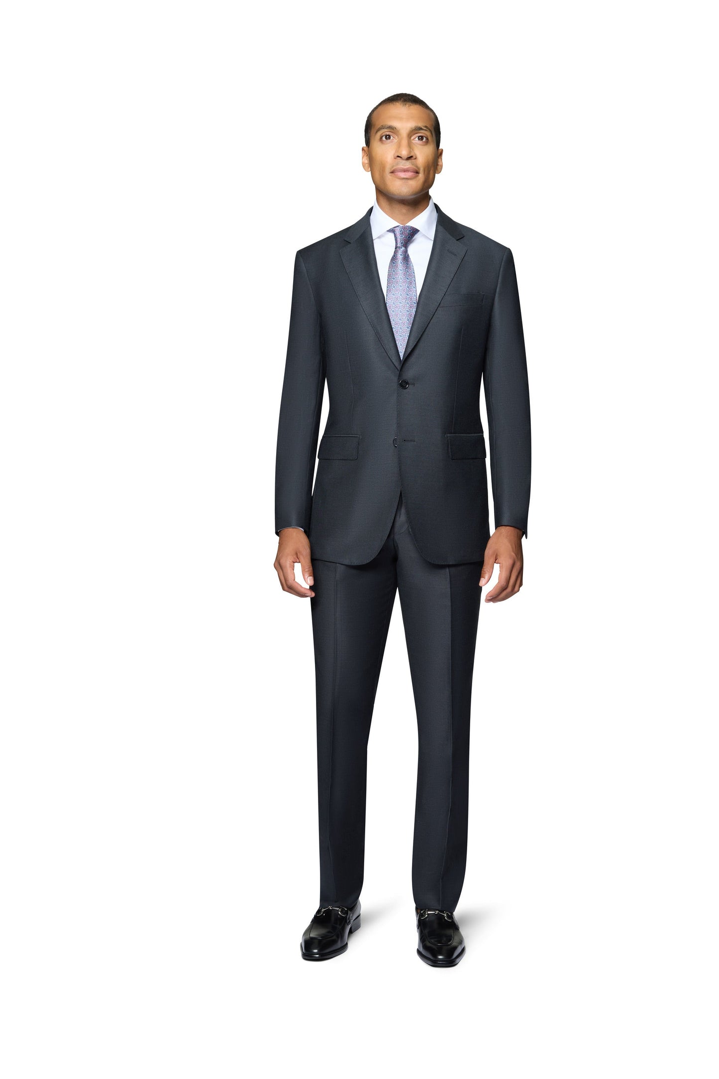 Bergamo Elegant - Faille Wool Solid Suit Slim - Charcoal