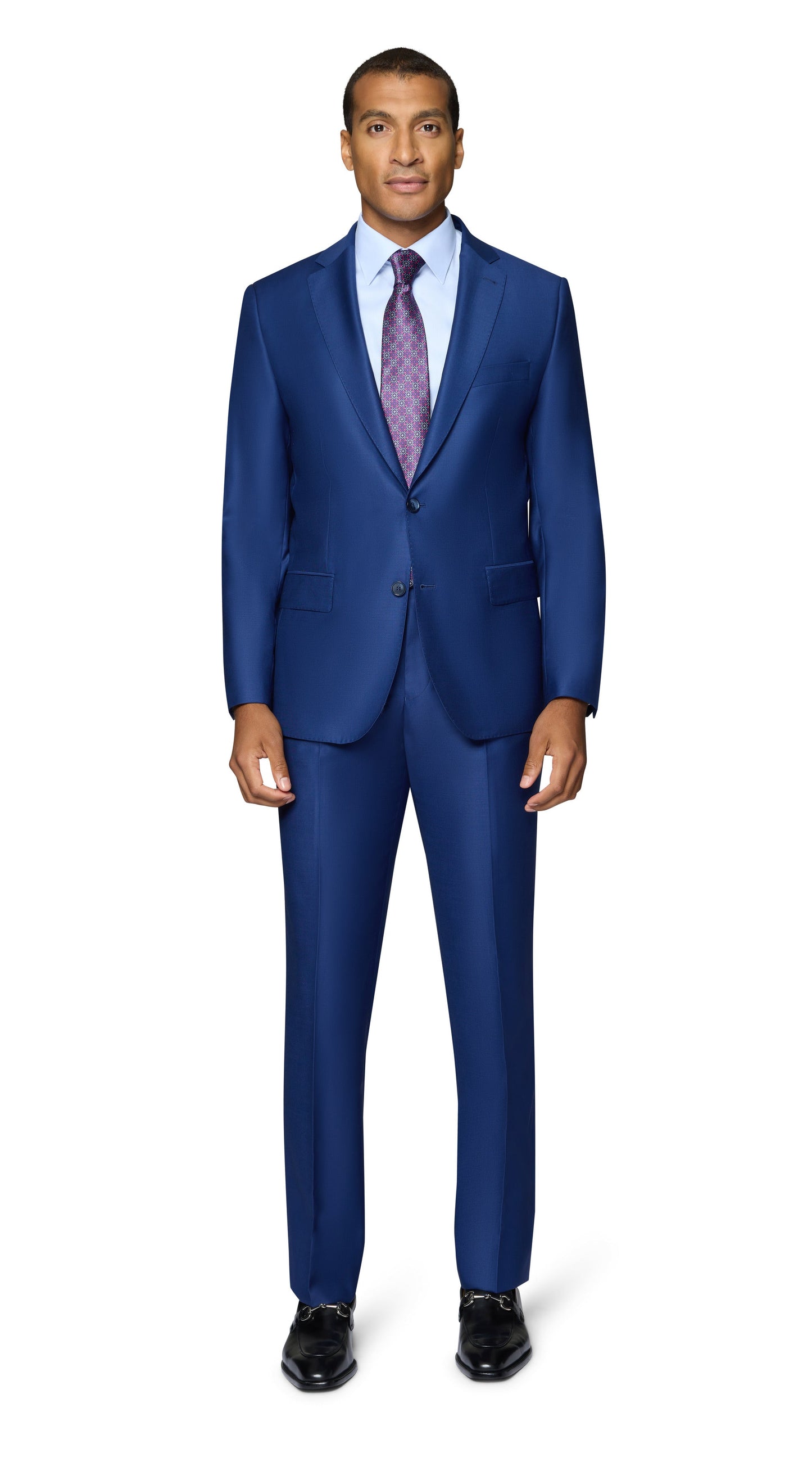 Bergamo Elegant - Faille Wool Solid Suit Modern - New Blue