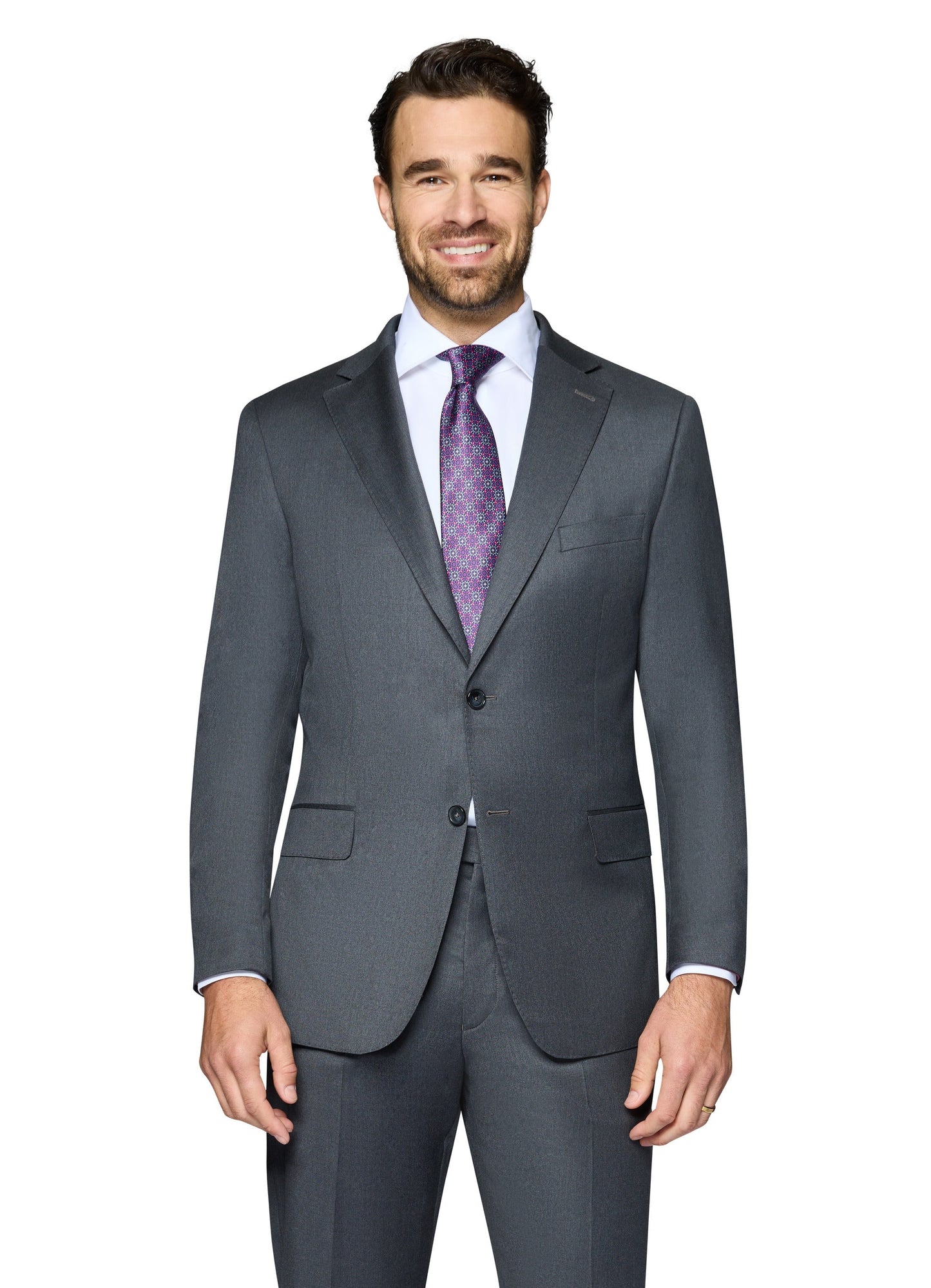 Bergamo Elegant - Reda | Modern 2-Piece Notch Solid Charcoal Suit - Big & Tall