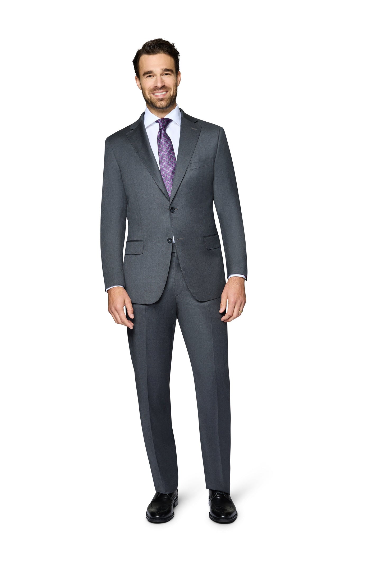 Bergamo Elegant - Reda | Modern 2-Piece Notch Solid Charcoal Suit