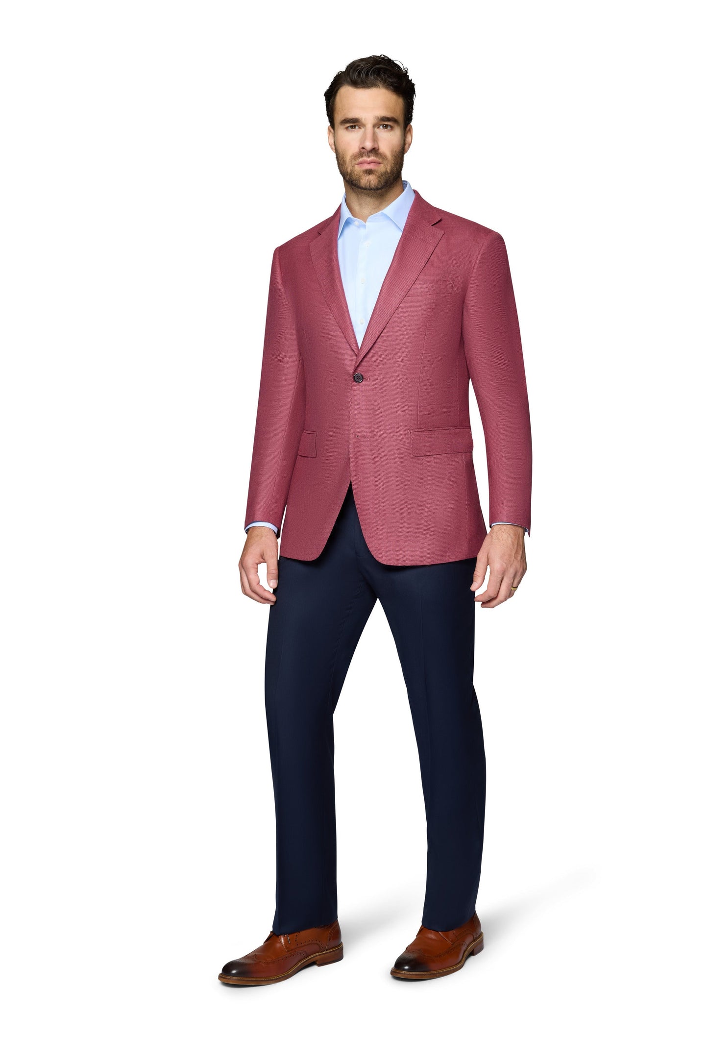 Bergamo Elegant 100% SUPER 110 Wool Sport Coat Modern Fit - Raspberry