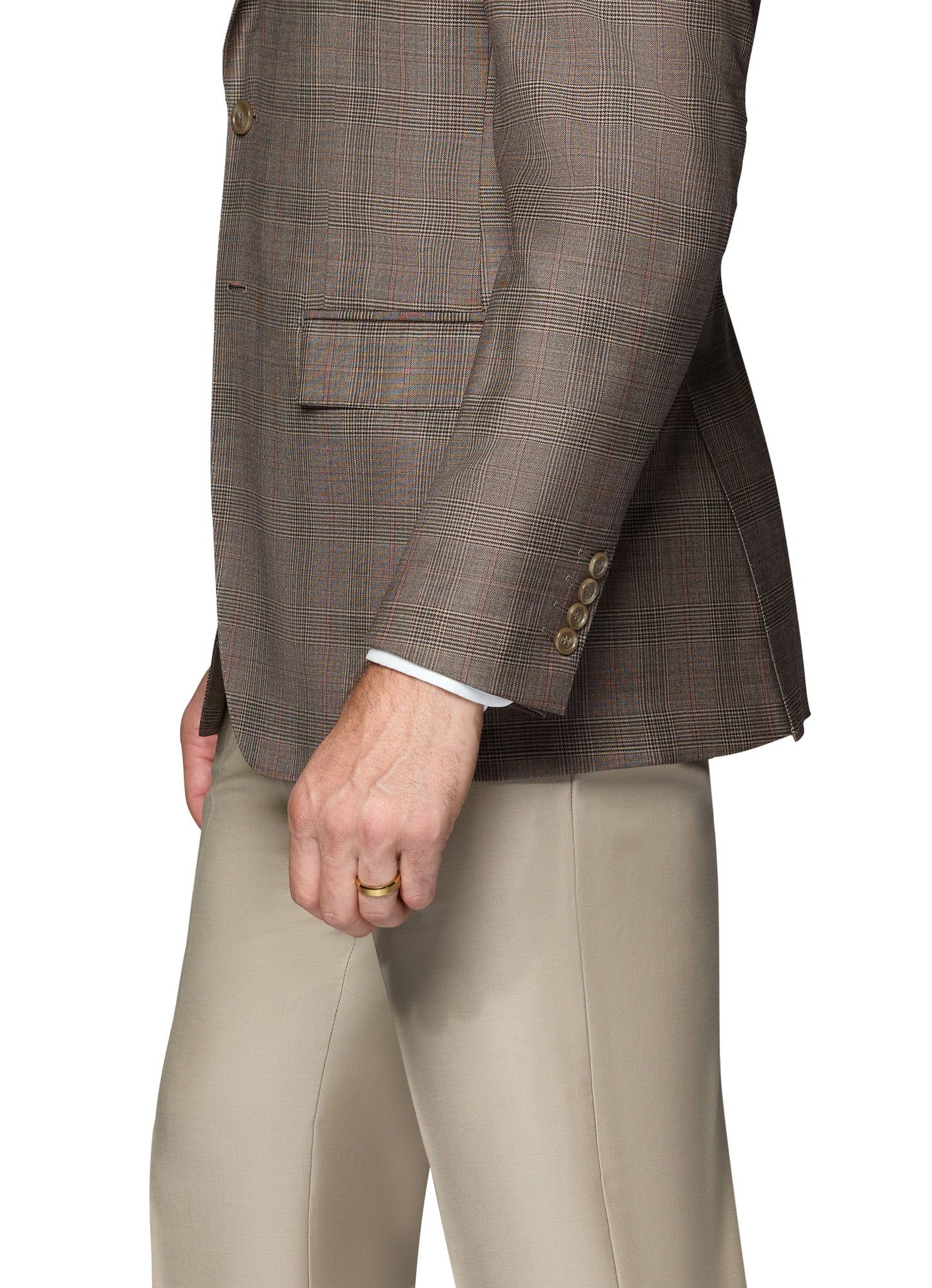 Bergamo Elegant 100% SUPER 110 Wool Sport Coat Modern Fit - Brown Plaid