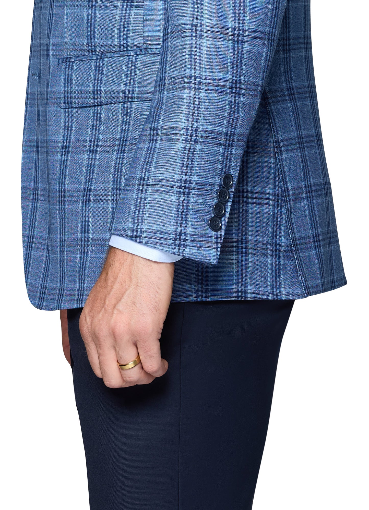 Bergamo Elegant 100% SUPER 110 Wool Sport Coat Modern Fit - Light Blue Plaid