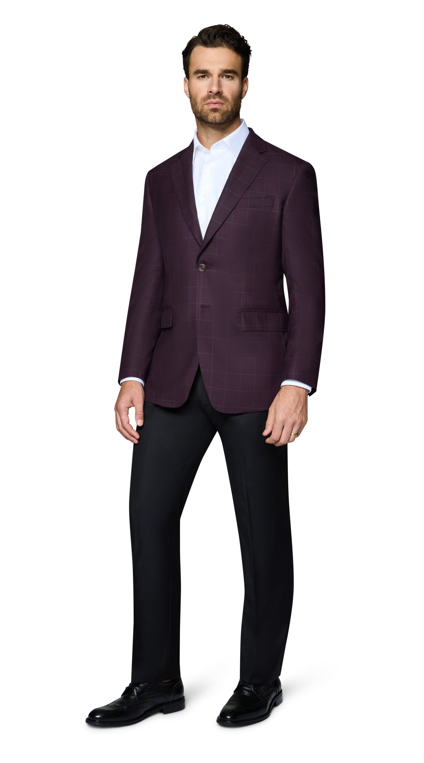 Bergamo Elegant 100% SUPER 110 Wool Sport Coat Modern Fit - Egg Plant