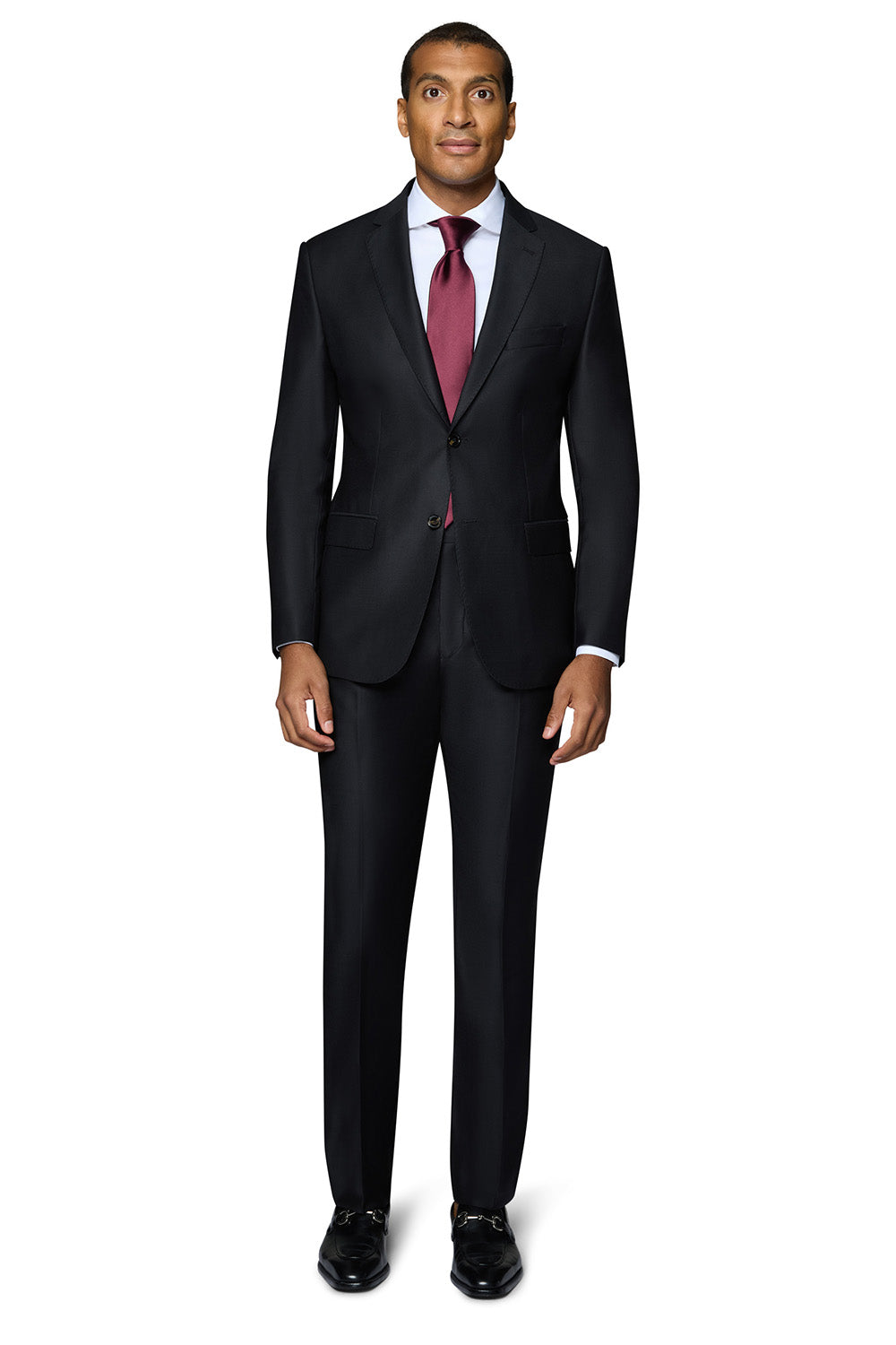 Bergamo Elegant - Reda | Modern 2-Piece Notch Solid Black Suit