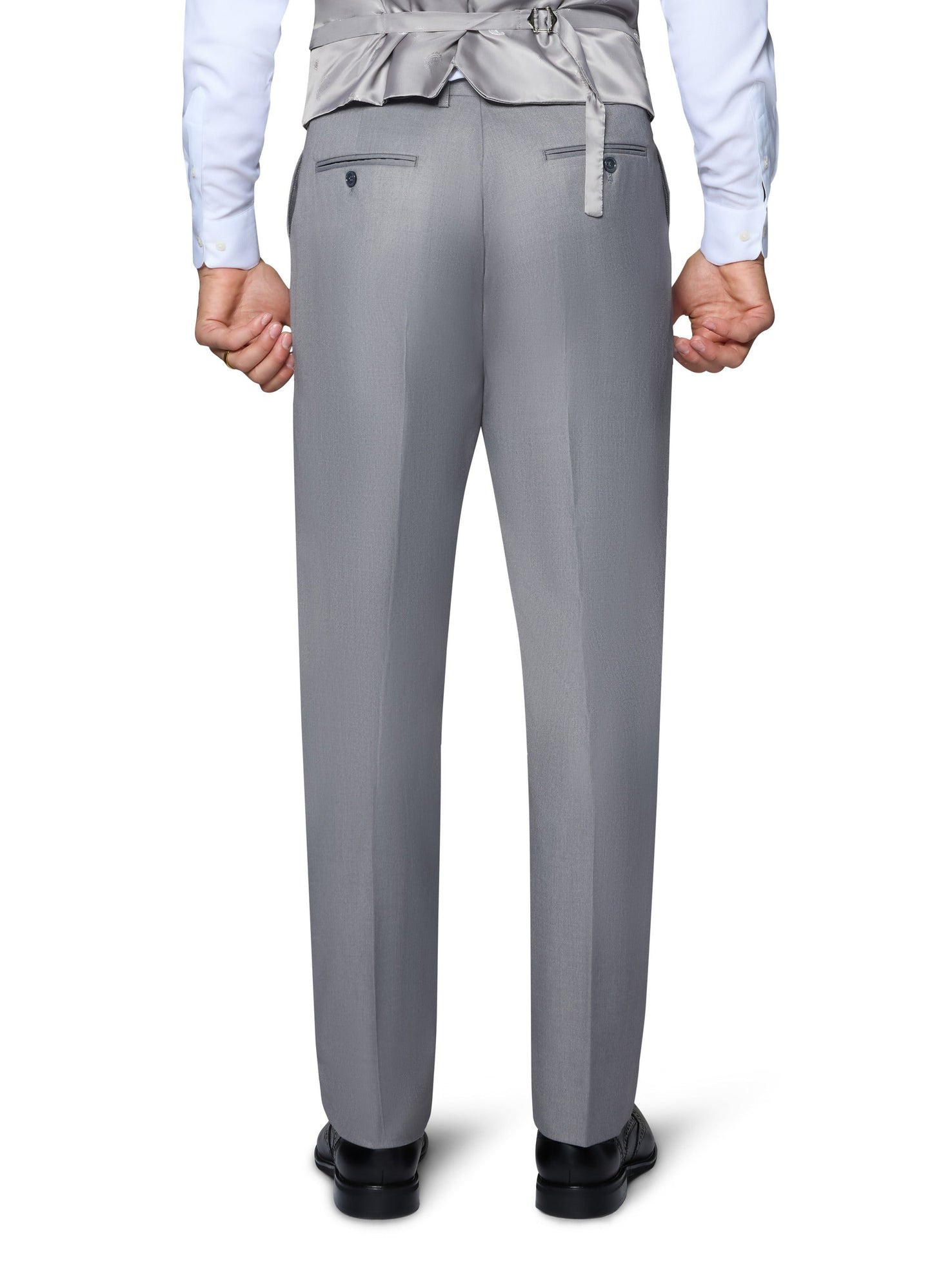 Bergamo Orange Vested Solid Light Grey Slim Fit