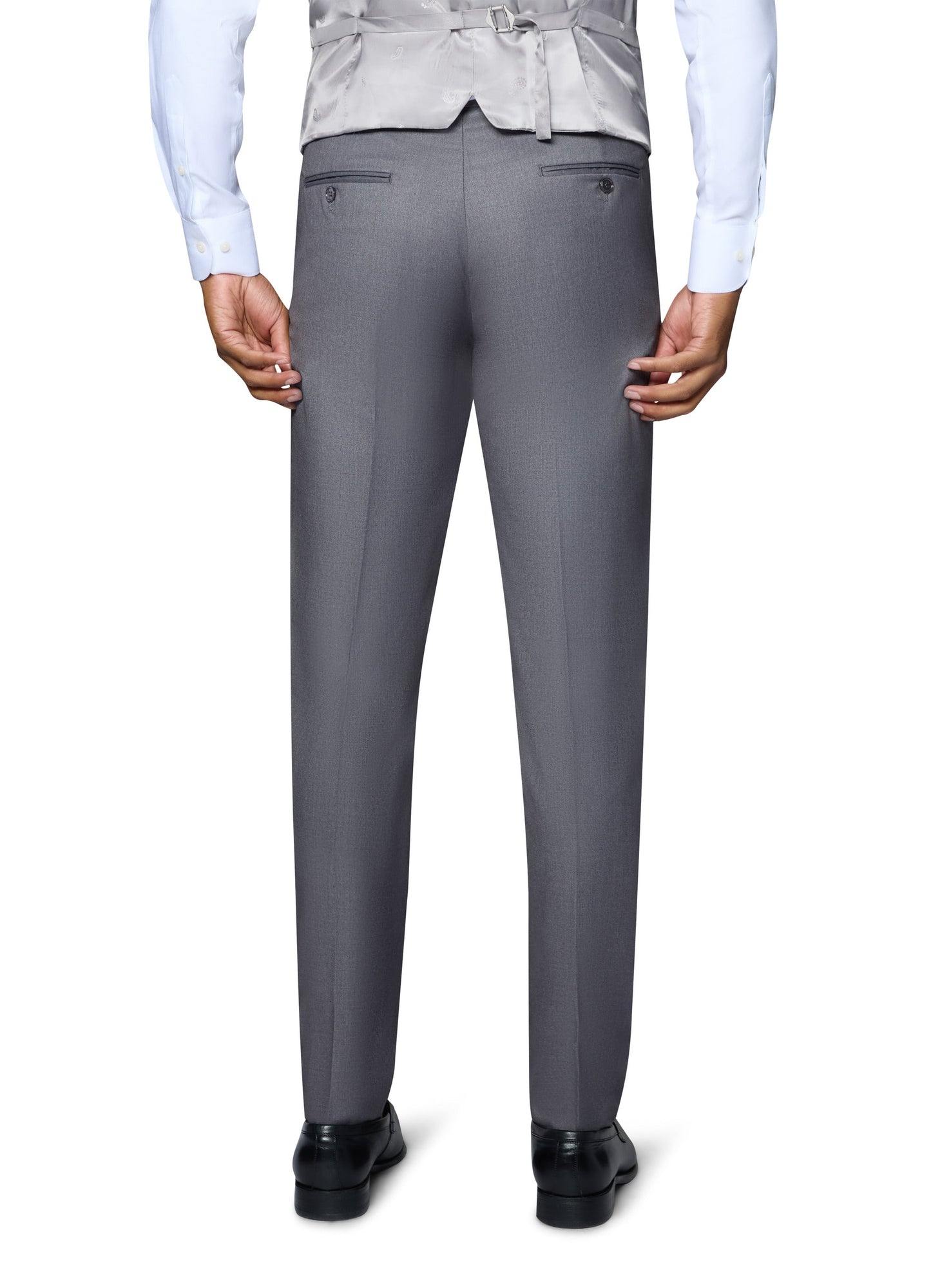 Bergamo Orange Vested Solid Medium Grey Modern Fit - Big & Tall