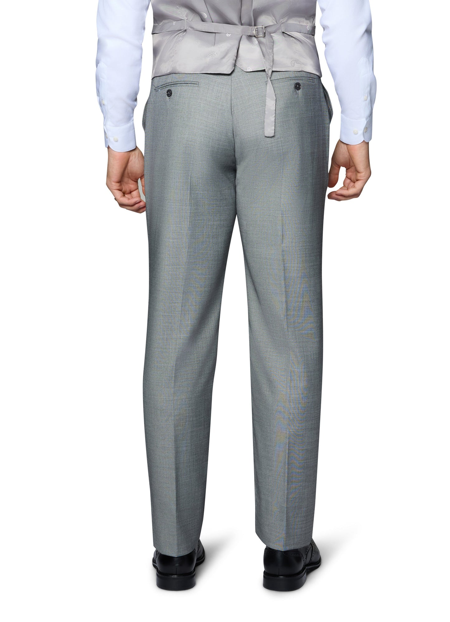 Bergamo Orange Sharkskin Vested Slim Fit Grey Suit