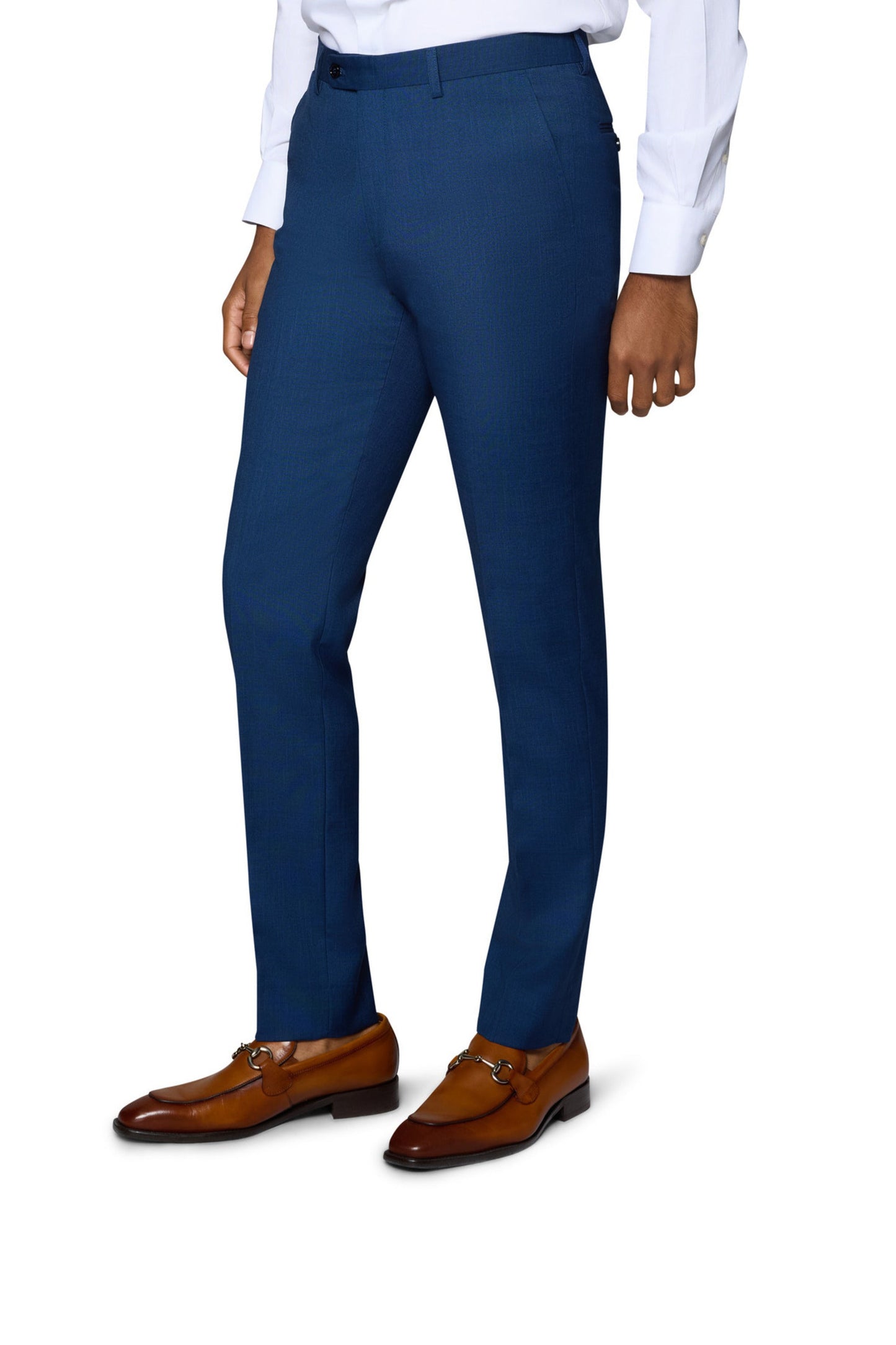 Bergamo Orange Sharkskin Vested Slim Fit New Blue Suit