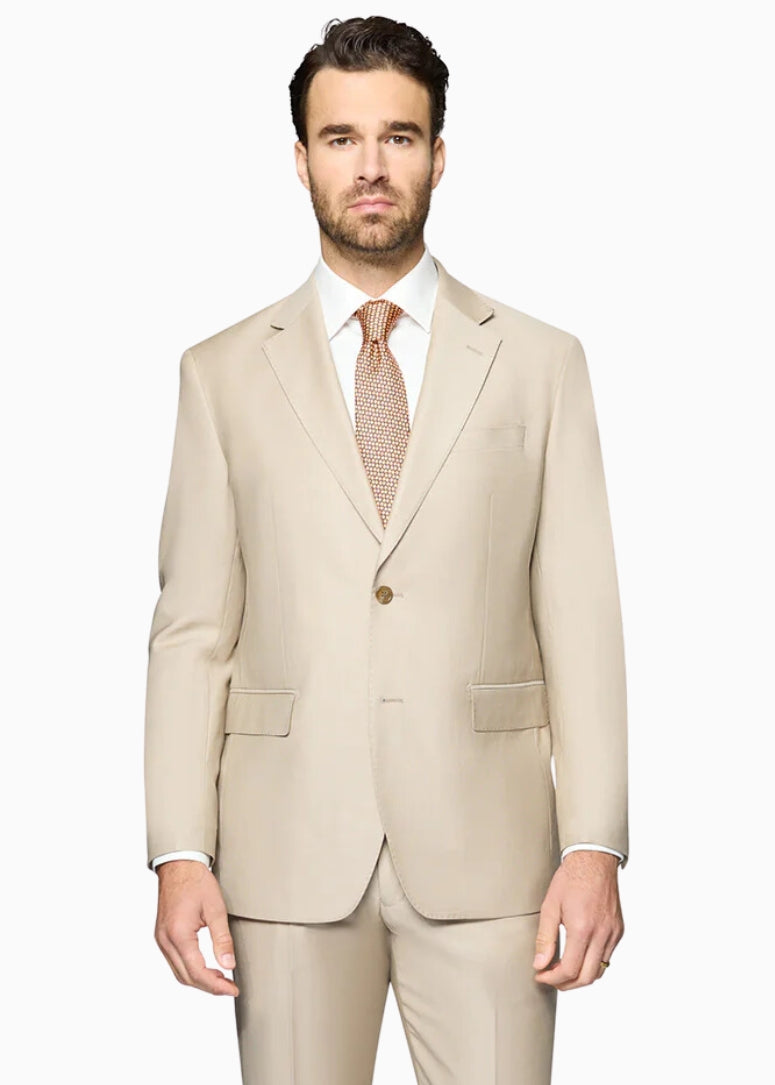Bergamo Elegant - Faille Wool Solid Suit Slim - Tan