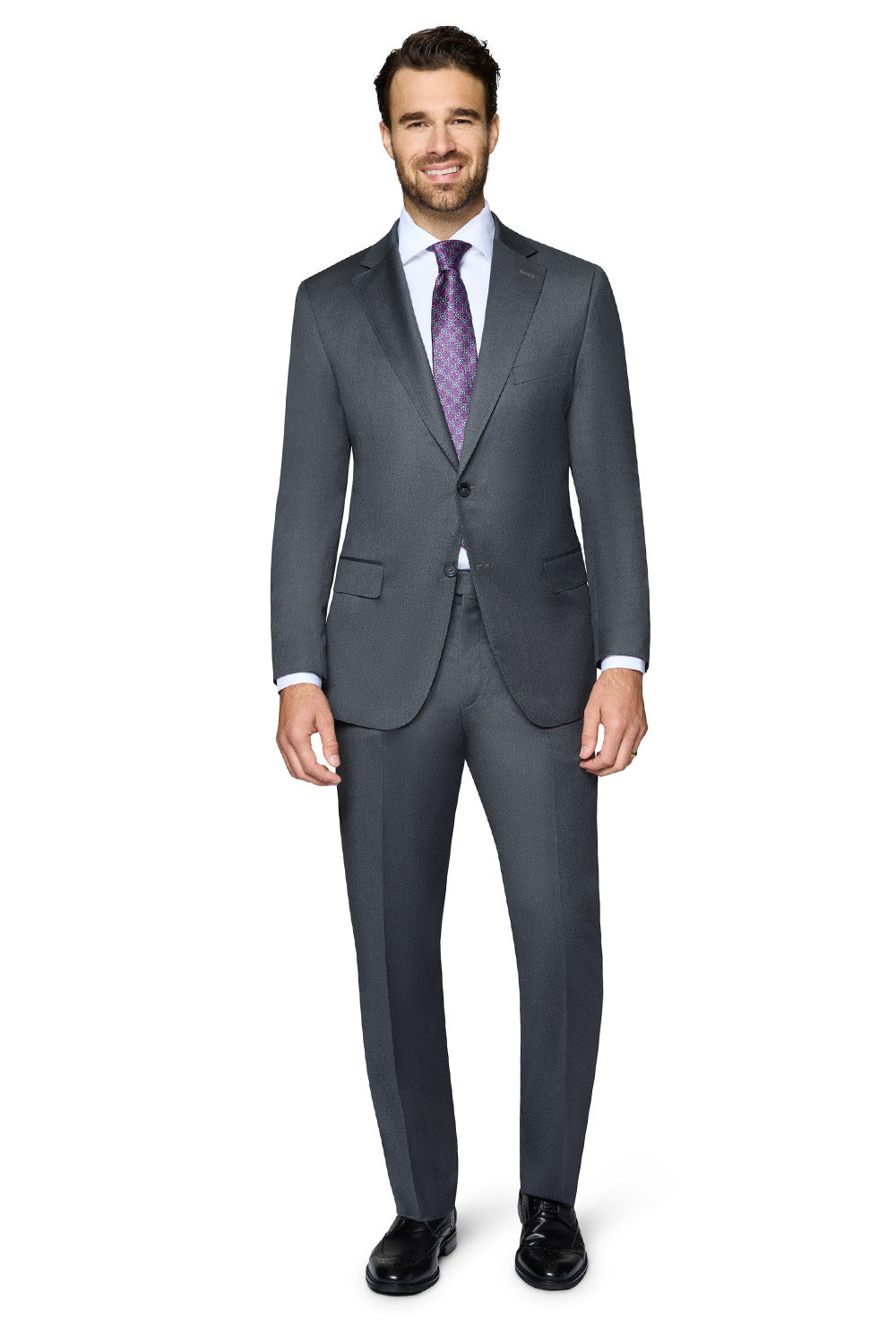 Bergamo Elegant - Reda | Modern 2-Piece Notch Solid Charcoal Suit - Big & Tall