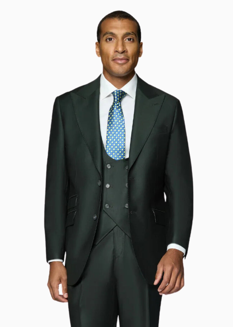 Bergamo Essex Elegant - Faille Wool Solid Suit - Olive