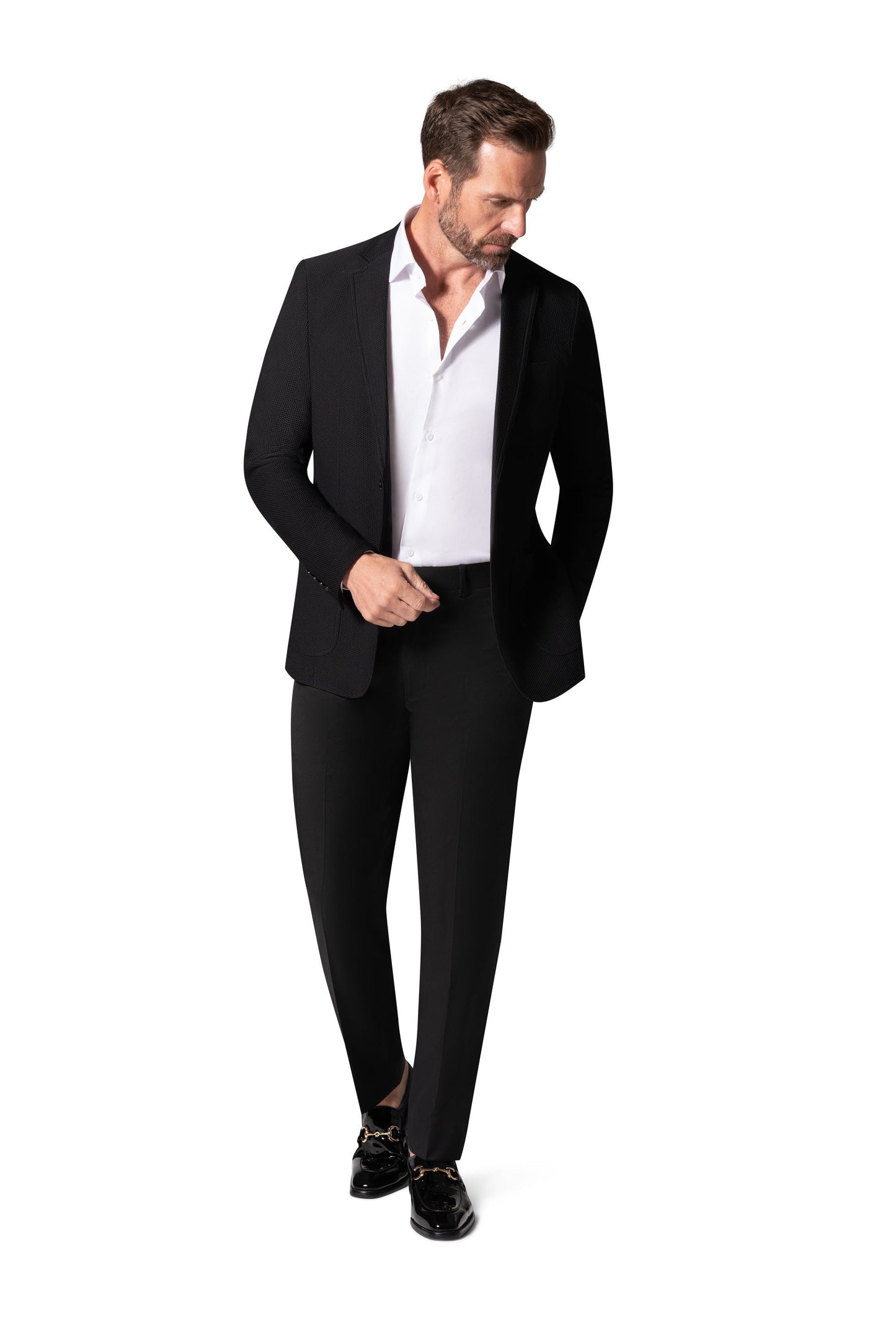 Bergamo Elegant Wool Sport Coat Slim Fit - Black