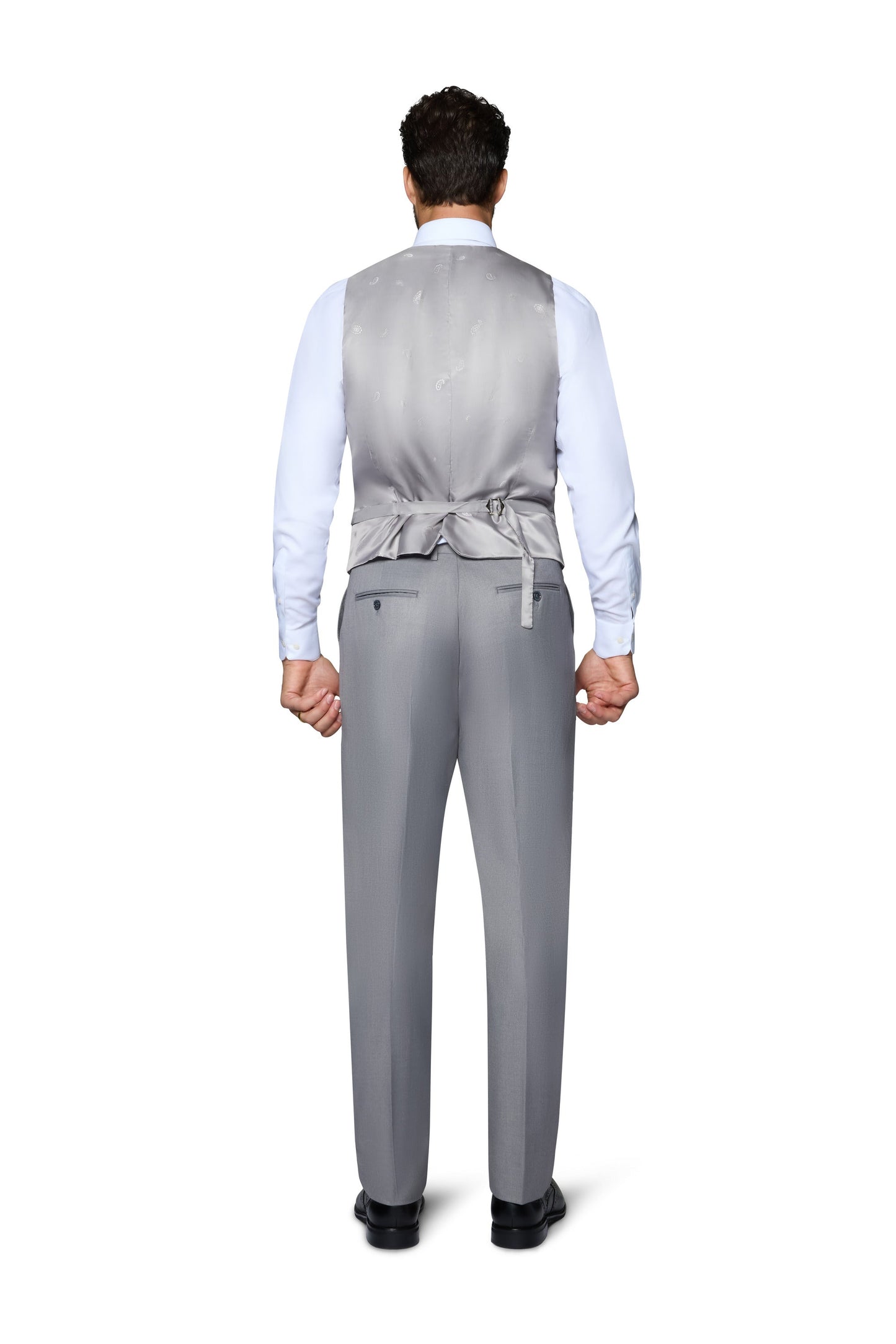 Bergamo Orange Vested Solid Light Grey Modern Fit - Big & Tall