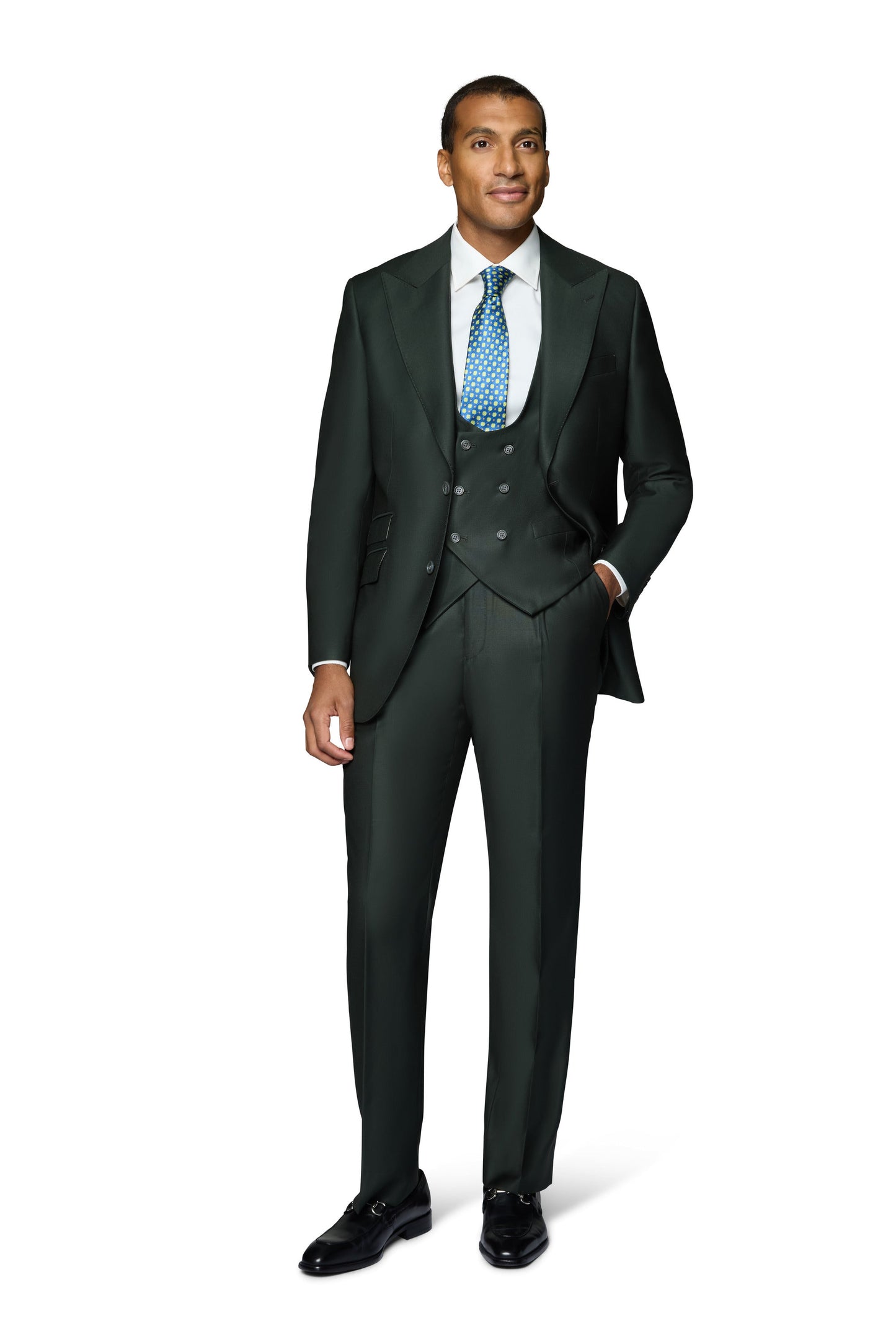 Bergamo Essex Elegant - Faille Wool Solid Suit - Olive